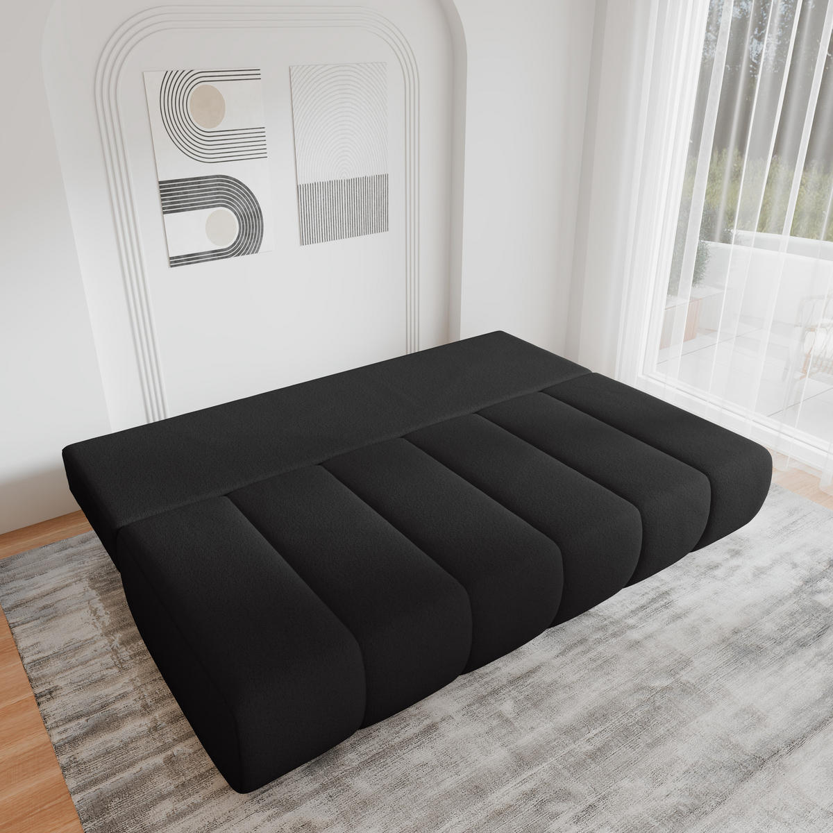 SCHLAFSOFA - Fluffy - Schwarz (Anthology 19) - Schwarz, Holz (210/88/104cm) - Möblo