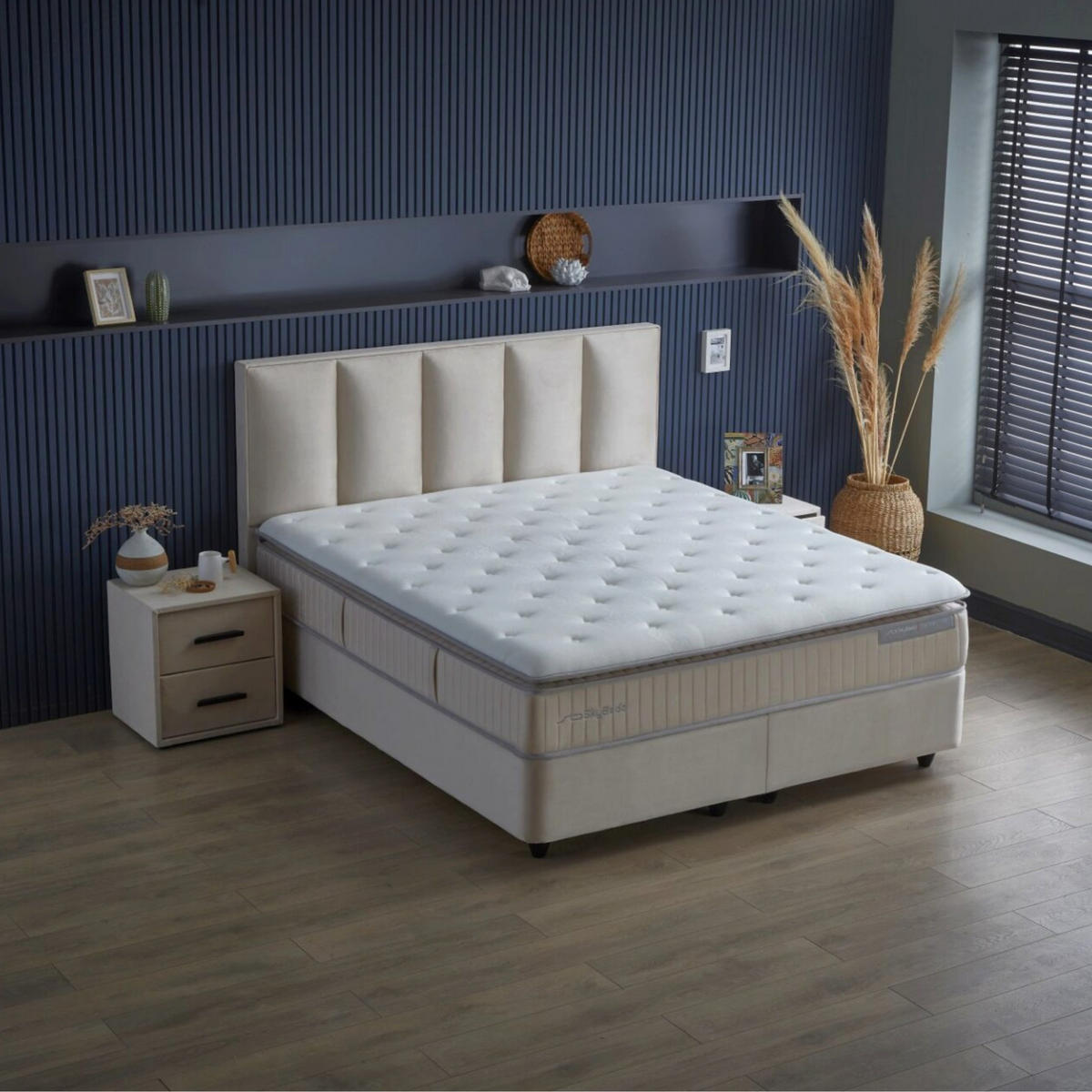 BOXBETT BIRDY Bett Beige mit Matratze 180x200 - Beige, Holz (180/200cm)