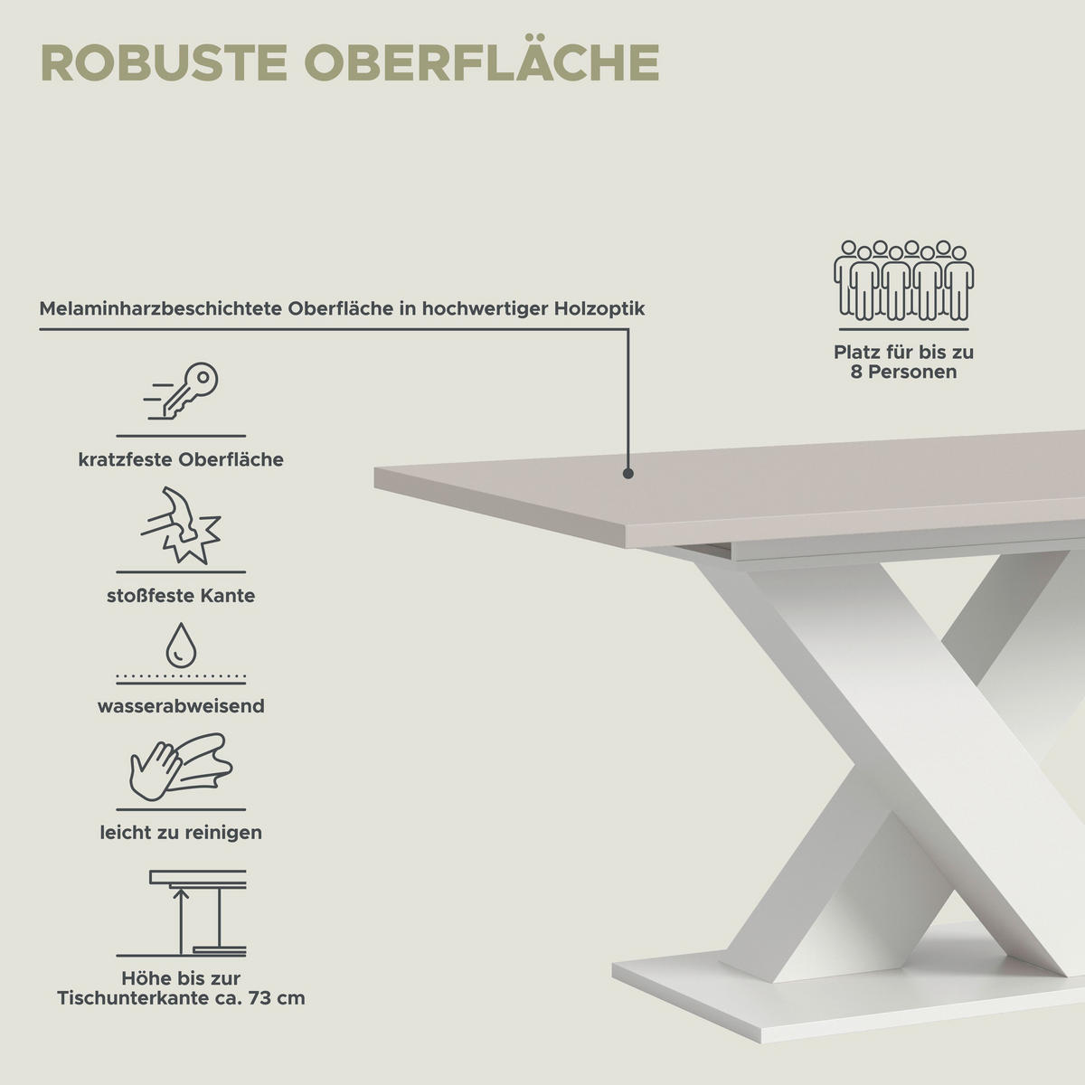 ESSTISCH MOTION (B/H/T: ca. 150/76/90 cm) in Weiß/Kaschmir - Weiß, Holzwerkstoff (90/150/76cm)