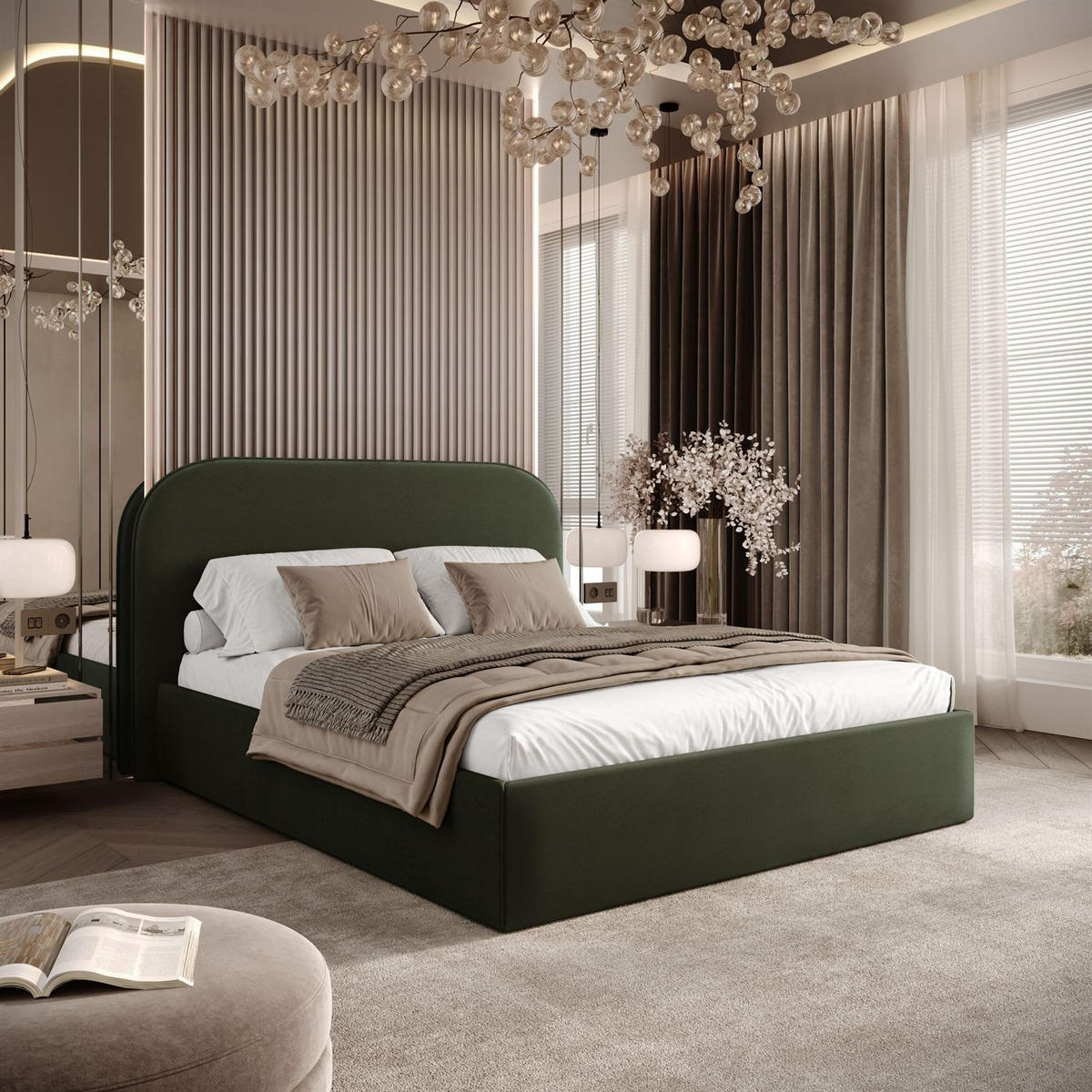 POLSTERBETT OLIMPIA mit Bettkasten 140x200, Castel 39 - Sandfarben, Textil (140/200cm) - Lookway