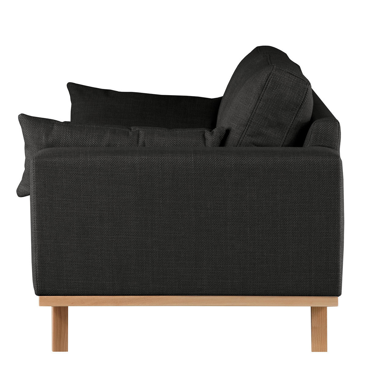 3-SITZER SOFA - Buchefarben/Schwarz, Buchenholz/Textil (237/81/88cm) - home24