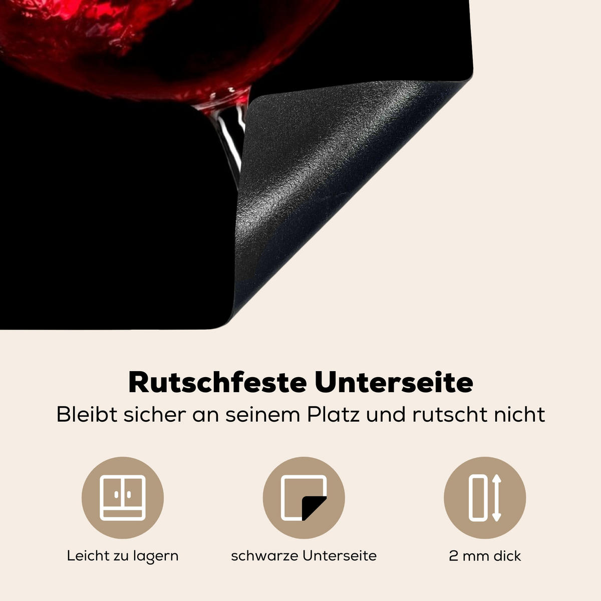 HERDABDECKPLATTE Rotwein - Weißwein - Glas - Schwarz 78x78 cm - Weinrot, Kunststoff (78/0.2/78cm) - MuchoWow
