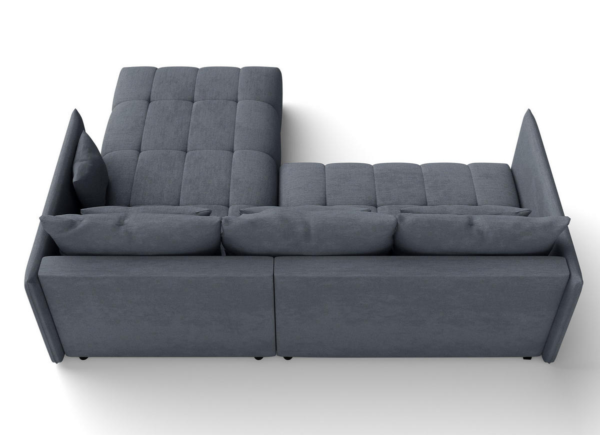 ECKSOFA L Form Cosmova Dunkelgrau 245/182/83 cm mit Schlaffunktion - Dunkelgrau/Schwarz, Kunststoff/Textil (245/182cm) - AX Living