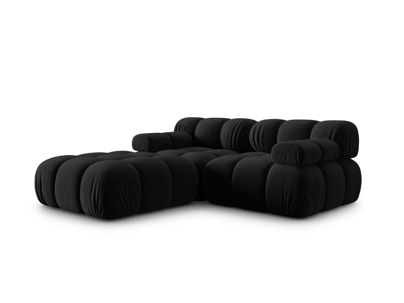 MODULARES-SOFA Bellis aus Samt schwarz 3 Sitzplätze - Schwarz, Textil (188/63/188cm) - Micadoni