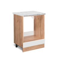 HERDUMBAUSCHRANK R-Line Weiß Hochglanz 60 cm AP Marmor - Honigeiche/Weiß Hochglanz, Holzwerkstoff (60/81.6/60cm) - Vicco