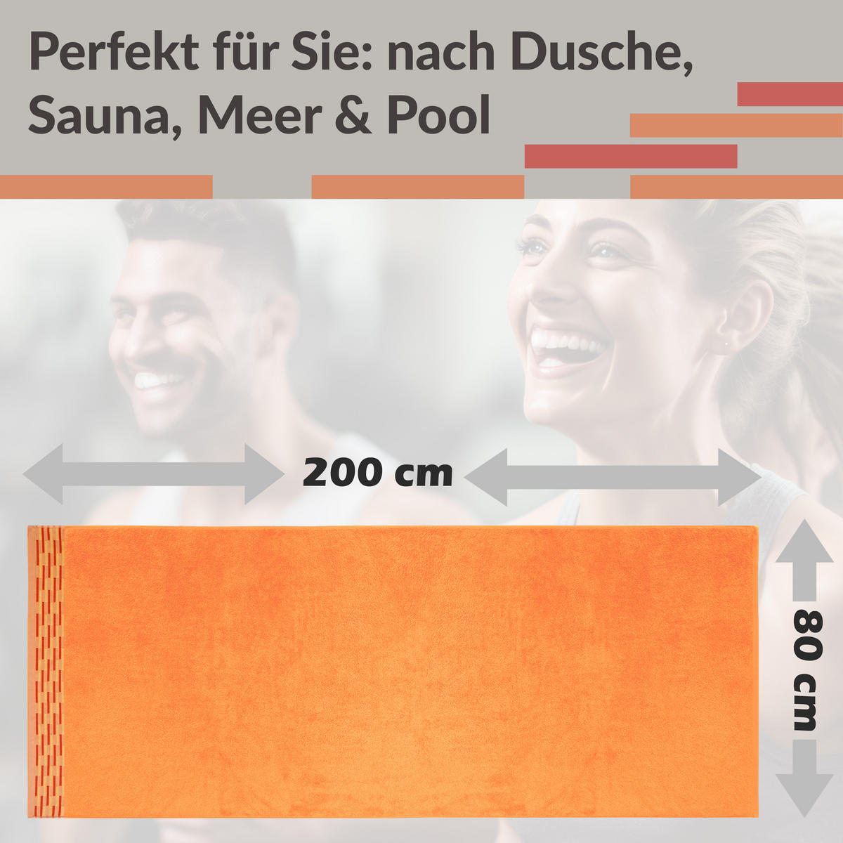 SAUNATUCH Lugano Orange 80x200 cm - Orange, Textil (80/200cm) - Lashuma