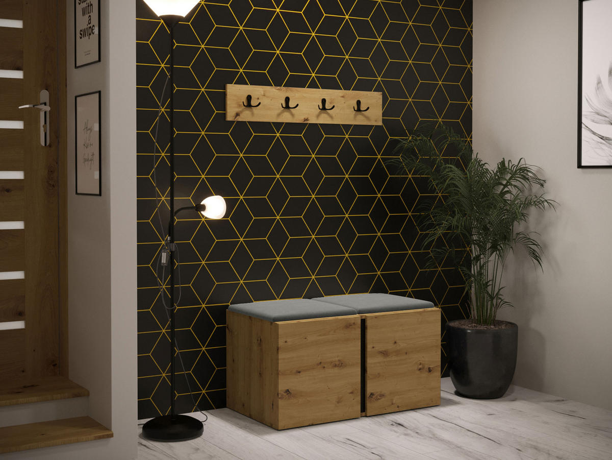 GARDEROBEN-SET Orion VI - Eiche Artisan/Grau, Holzwerkstoff/Kunststoff (84/42/46cm) - MIRJAN24