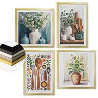 WANDBILDER 4er Set - 50x50 cm & 40x60 cm Goldrahmen - Küchenaccessoires auf pflanzlicher Basis - Goldfarben, Kunststoff (50/50cm) - ArtPrintCave