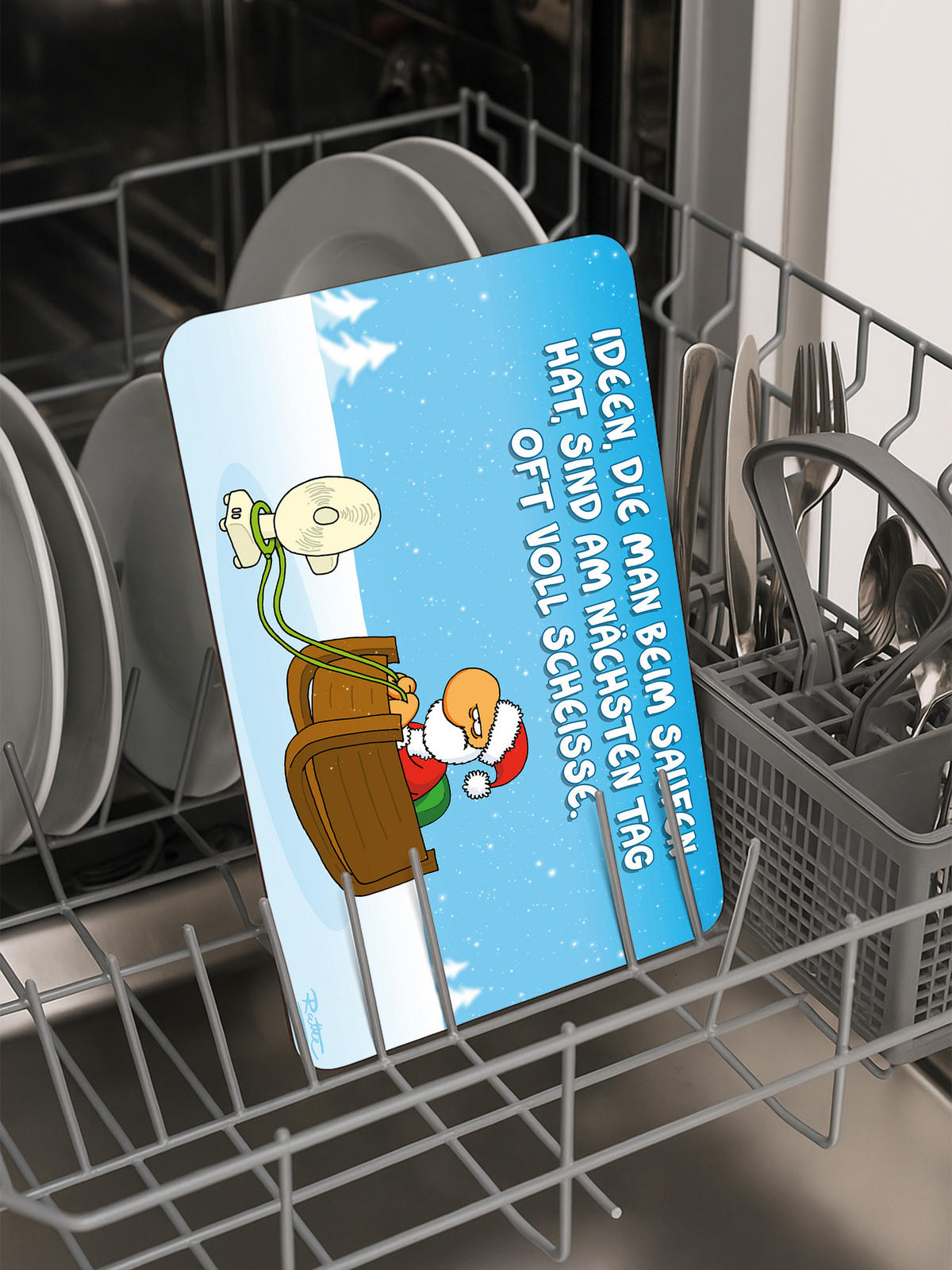 BRETTCHEN Ralph Ruthe XMAS Blau 14,5 x 23,5 cm - Blau, Kunststoff (14.5/23.5cm) - United Labels