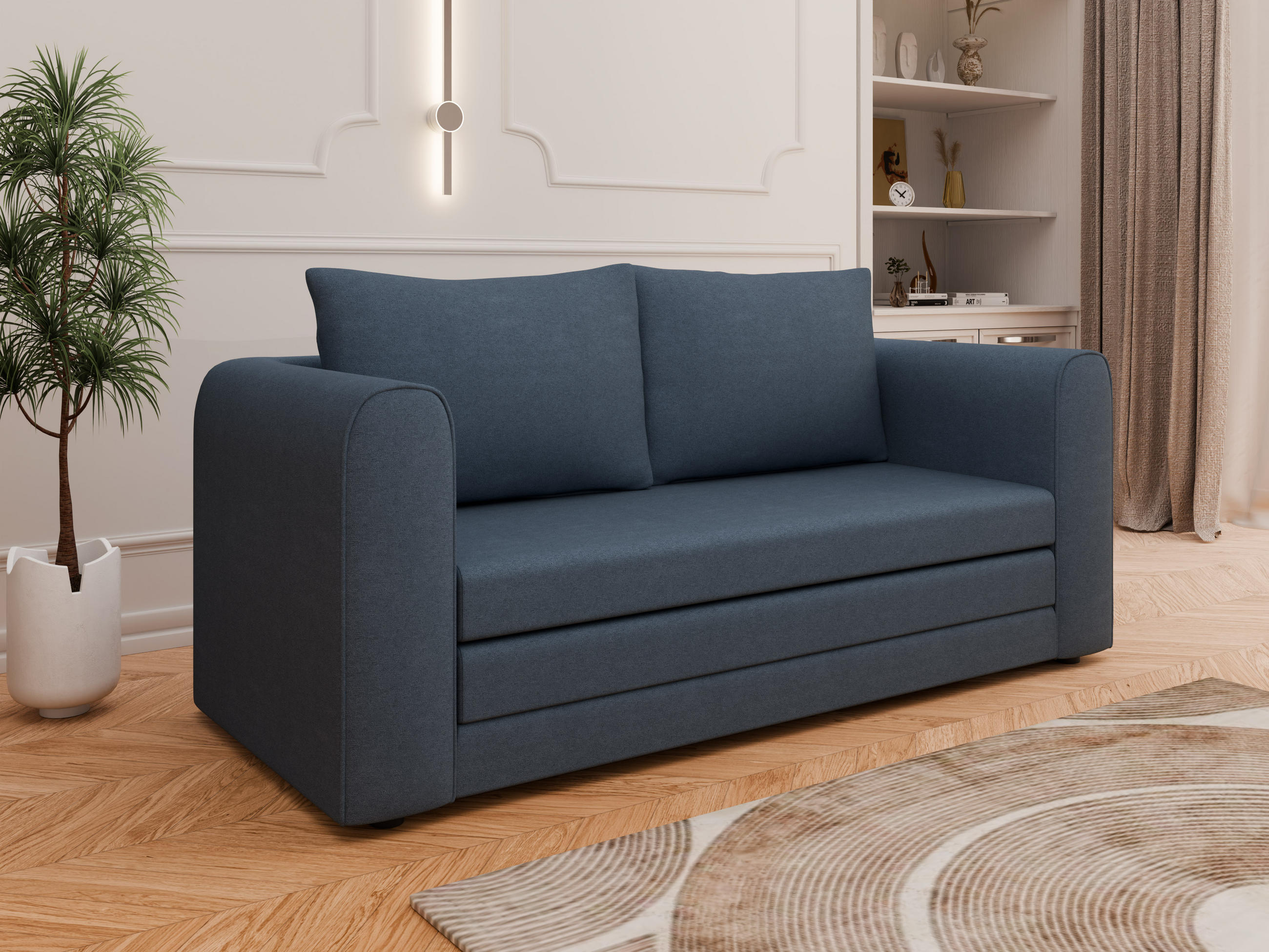 SCHLAFSOFA Arelis Schlafsofa mit Bettfunktion, blau - Blau, Holz (160/78/69cm) - Panda Möbel