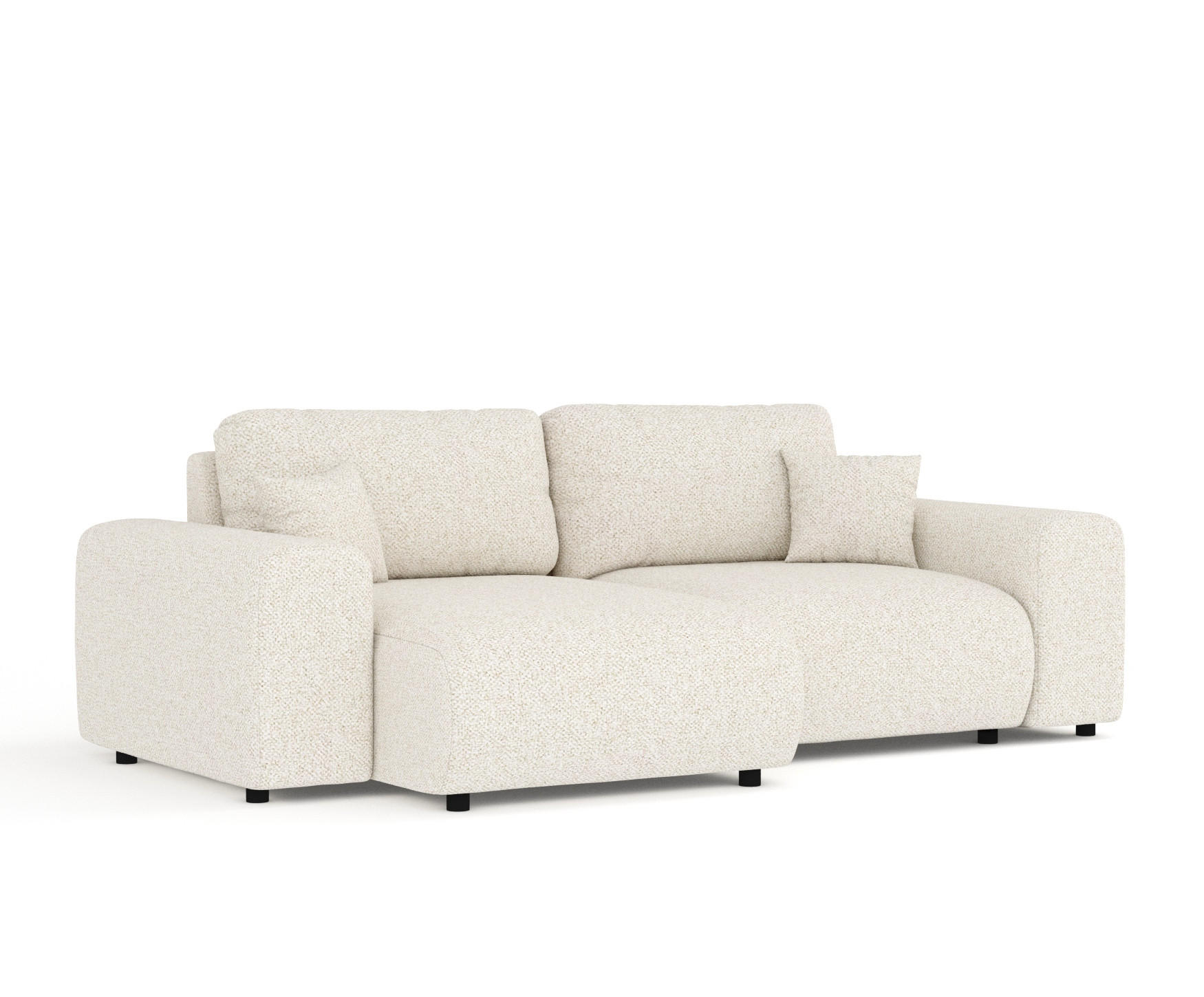 ECKSOFA Zanzibar Creme Plüschstoff - Creme/Schwarz, Holz/Holzwerkstoff (237/144cm) - Maison de Reve