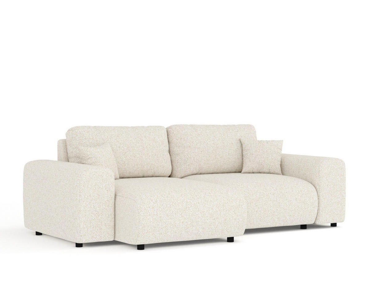 ECKSOFA Zanzibar Creme Plüschstoff - Creme/Schwarz, Holz/Holzwerkstoff (237/144cm) - Maison de Reve