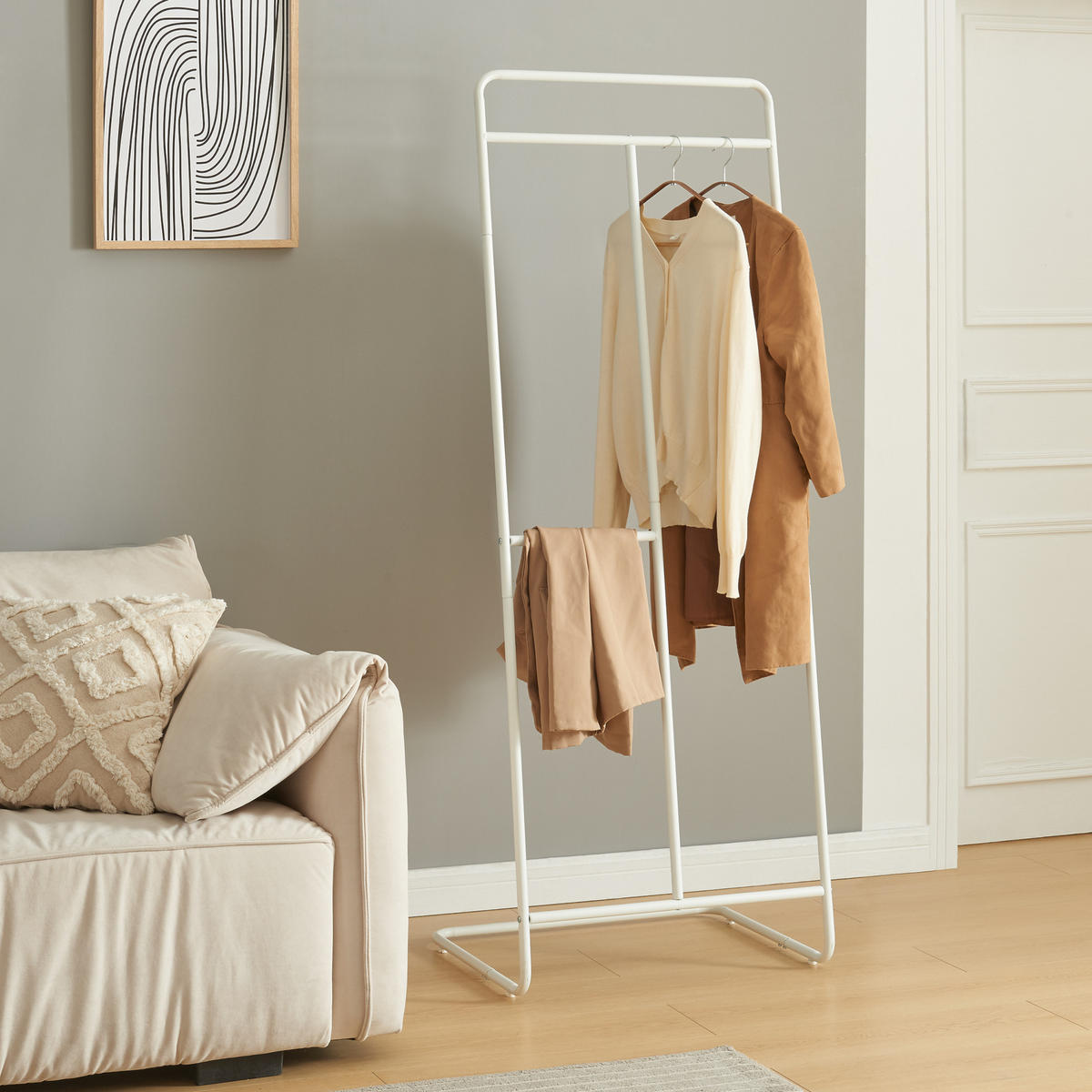 KLEIDERSTÄNDER Sandviken - Weiß, Metall (63/166/48cm) - [en.casa]