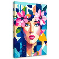 LEINWANDBILD Porträt einer Frau inspiriert vom Bauhaus 80x120cm - Multicolor, Textil (80/120cm) - Feeby
