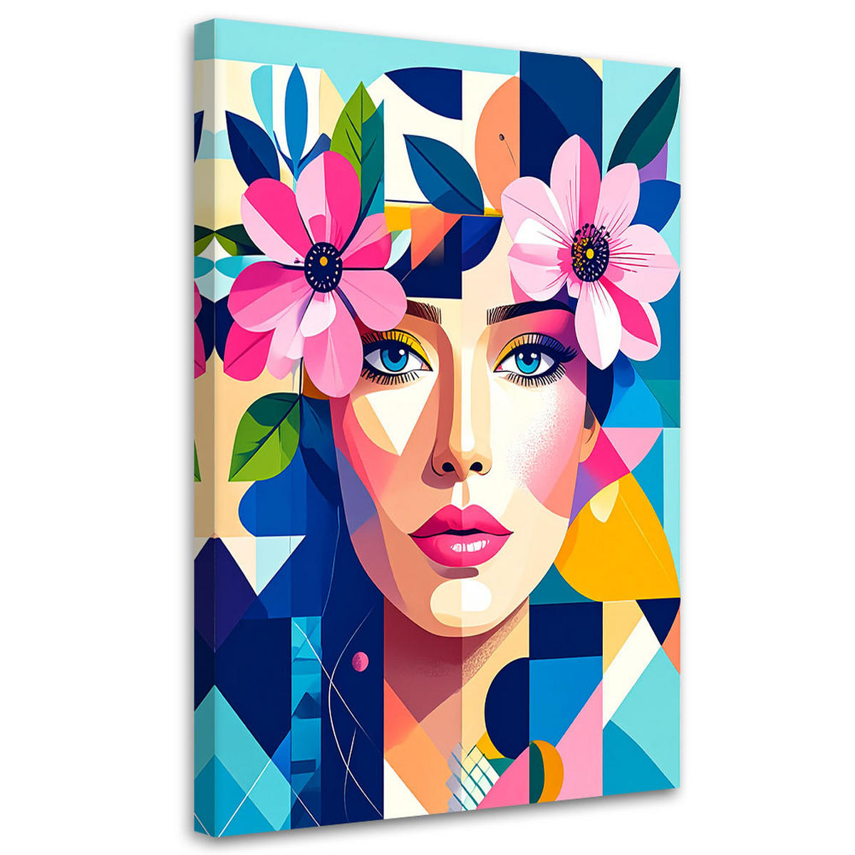 LEINWANDBILD Porträt einer Frau inspiriert vom Bauhaus 80x120cm - Multicolor, Textil (80/120cm) - Feeby