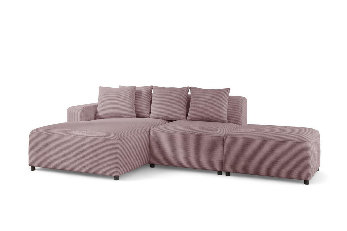 ECKSOFA Megan Xs In Poso - Altrosa, Holzwerkstoff/Textil (304/165cm) - Fun Möbel