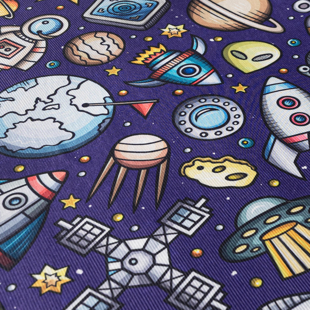 KINDERTEPPICH Bambini Cosmo Mazovia Rund Ø100cm Marineblau Weltraum Kurzflor - Dunkelblau, Textil (100/100cm) - Mazovia