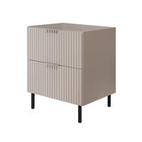 WASCHBECKUNTERSCHRANK, Kaschmir, 60 x 77 x 46 cm, silberner Griff, schwarze Beine, ohne Top - Beige/Silberfarben, Holzwerkstoff (60/77/46cm) - 3XE LIVING