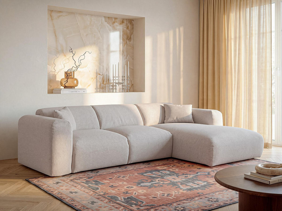 SCHLAFSOFA - 5 Personen - stoff - beige Pogni - Beige, Kunststoff/Textil (299/73/165cm) - Vente-Unique