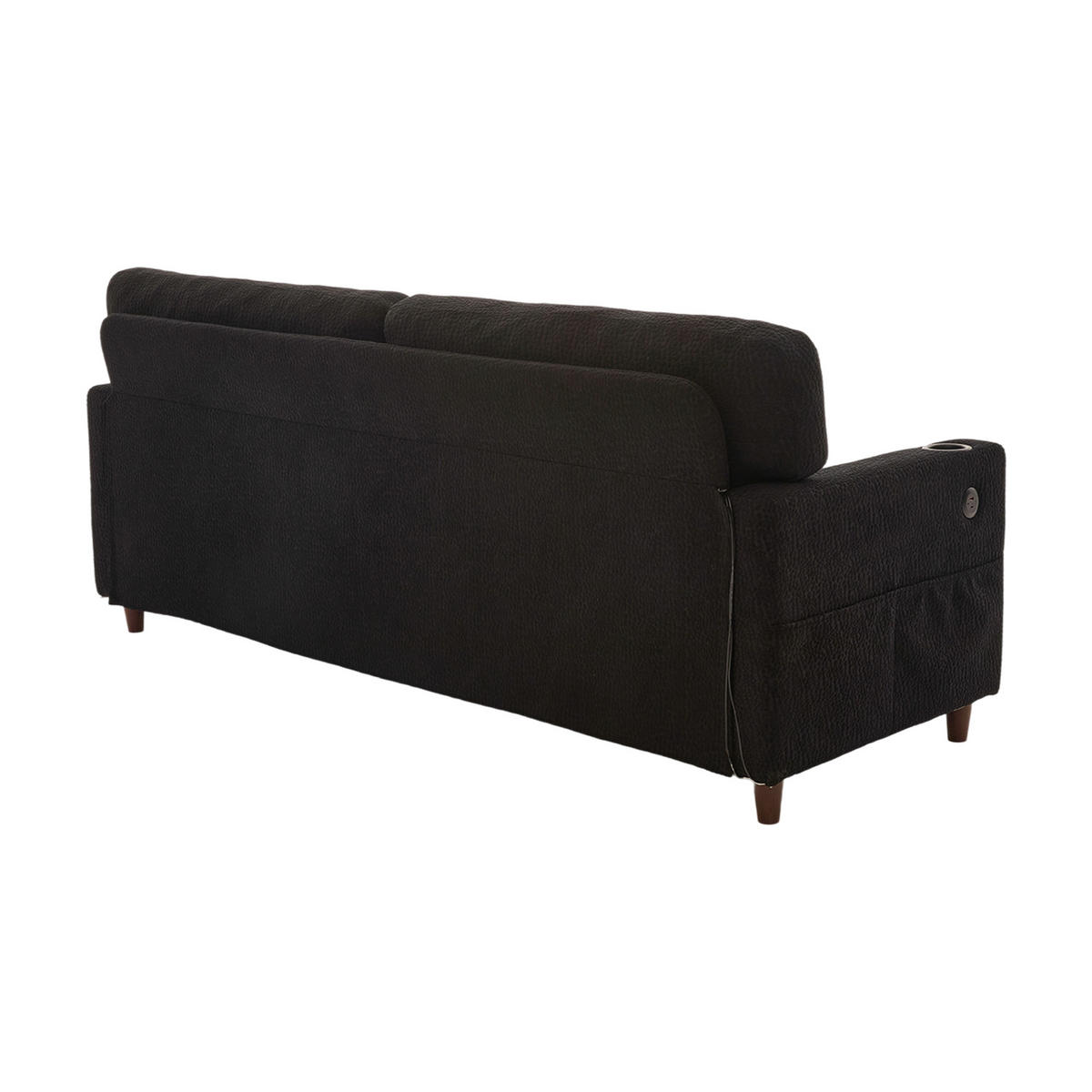 SOFA Zweisitzer Chenille mit LED-Ambiente und USB-C-Anschluss Schwarz 203/77,5/86 cm - Schwarz, Textil (203/86/77.5cm) - OKWISH