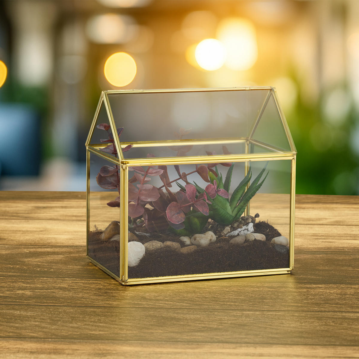PFLANZENTERRARIUM - Transparent, Glas/Metall (15/15/10cm) - Relaxdays
