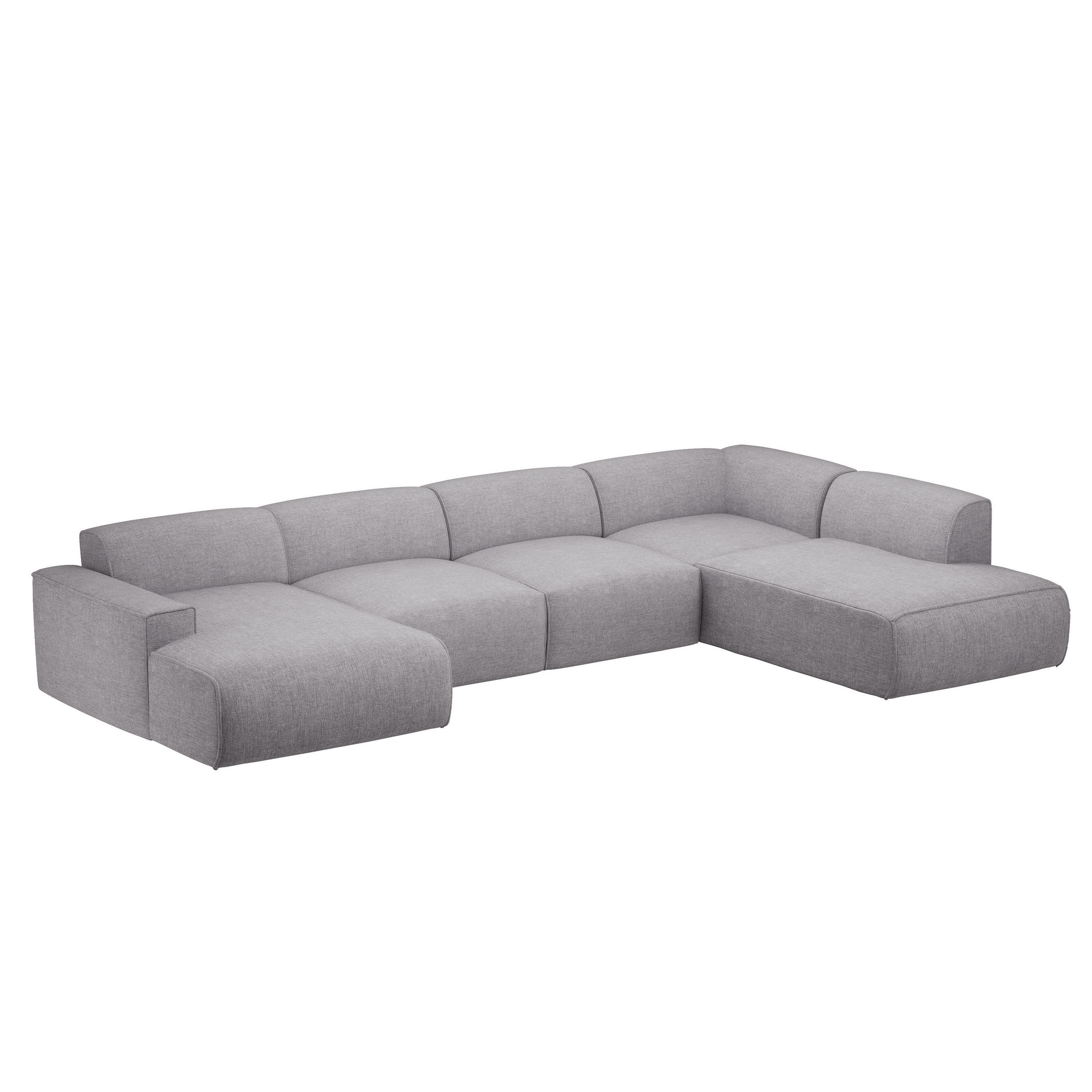 WOHNLANDSCHAFT DOVE Chenille-Stoff in Hellgrau - Hellgrau, Holzwerkstoff/Kunststoff (300/85/90cm) - Idohome