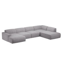 WOHNLANDSCHAFT DOVE Chenille-Stoff in Hellgrau - Hellgrau, Holzwerkstoff/Kunststoff (300/85/90cm) - Idohome