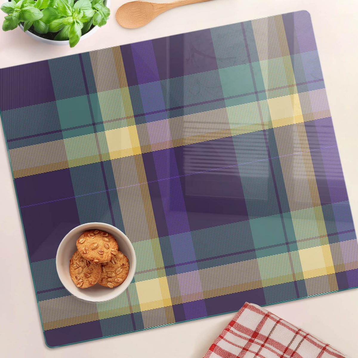 GLASPLATTE 60x52 cm Mesh-Textur - Braun, Glas (60/0.4/52cm) - TULUP
