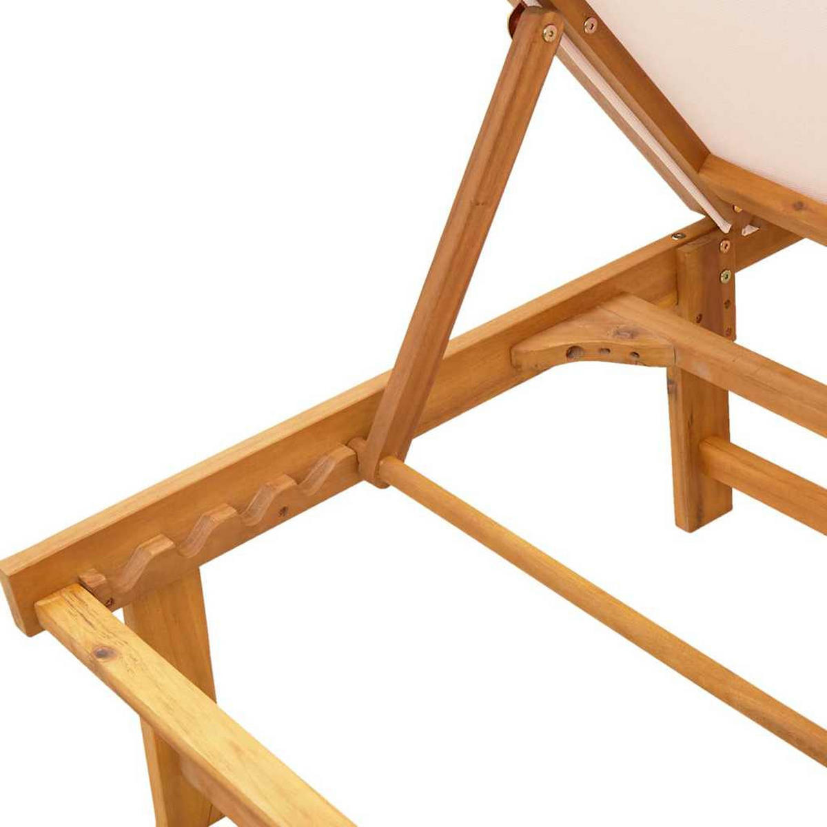 SONNENLIEGE Creme Massivholz Akazie Und Textilene - Braun, Holz (200/33.5/66cm) - vidaXL