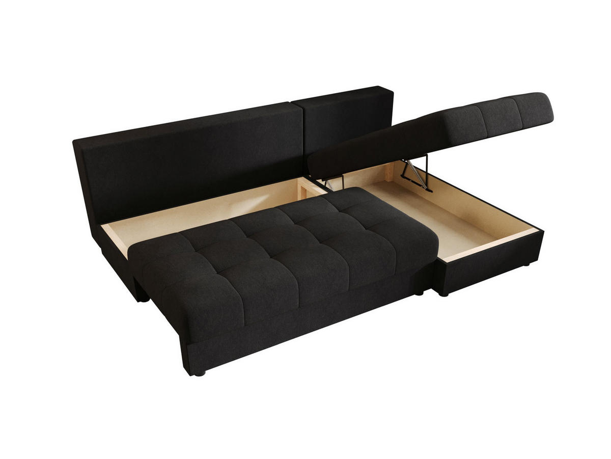 ECKSOFA MOS L Cosmic 100 Rechts mit Schlaffunktion - Schwarz, Textil (200/143cm) - Bedante