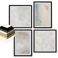 WANDBILDER 4er-Set - 50x50 cm & 40x60 cm Schwarzer Rahmen - Aquarellmalerei-Textur - Schwarz, Kunststoff (50/50cm) - ArtPrintCave