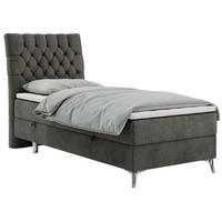 BOXBETT MILEN 90/200 Dunkelgrau Velvet - H3 - Links Seite - Dunkelgrau, Holz/Textil (90/200cm) - MKS