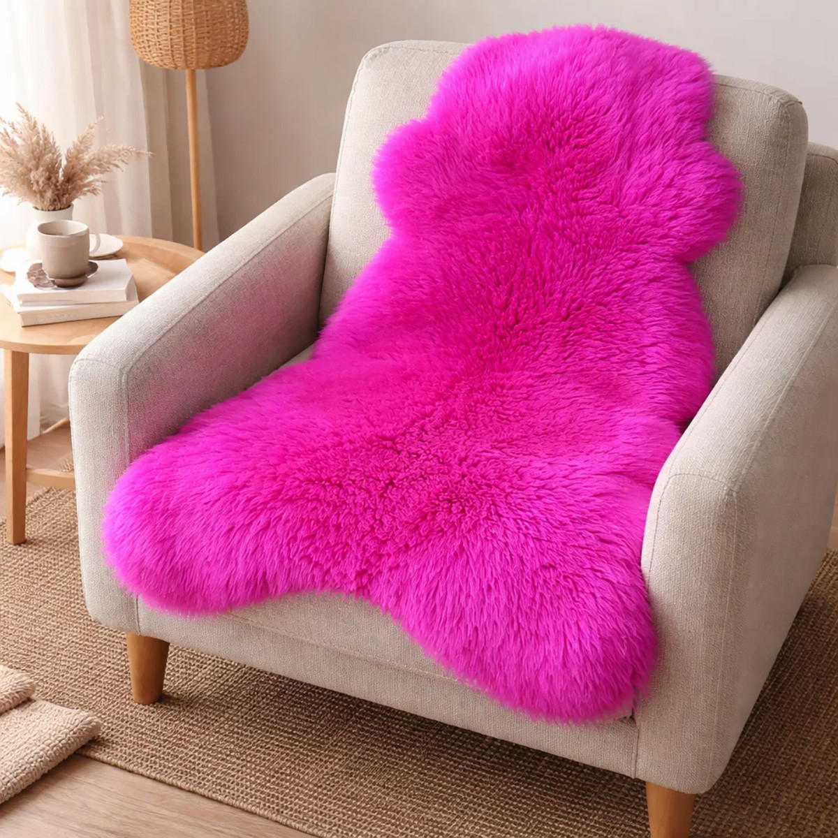 LAMMFELL Öko bunt gefärbt weich Fell Teppich Fuchsia ca. 110 cm - Magenta, Fell (60/110cm) - Provellus