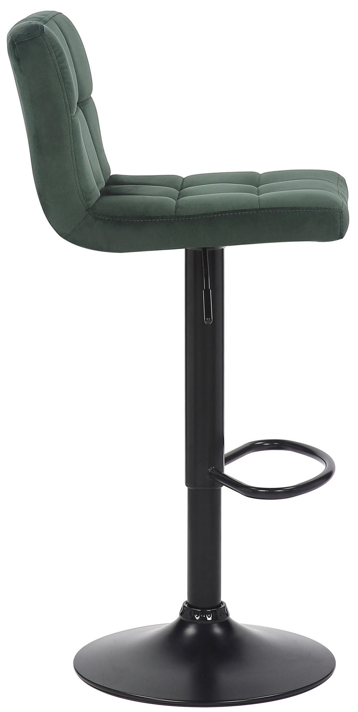 BARHOCKER Fani, Gestell schwarz, Samt Grün - Schwarz/Grün, Textil/Metall (40/85/40cm) - TPFLiving