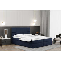 BOXBETT mit Bettkasten und Matratze CLARA Stoff Velvet Marineblau 200x200 cm H2-Pocket - Dunkelblau, Holz (200/200cm) - Kaiser Möbel