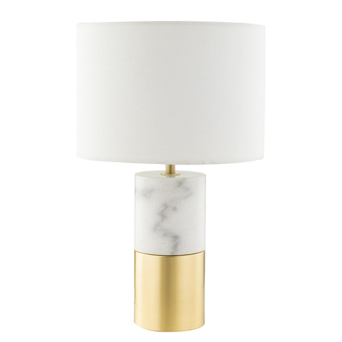 TISCHLEUCHTE - Leinen / Marmor, 1-flammig - Weiß, Stein (24/24/40cm) - home24