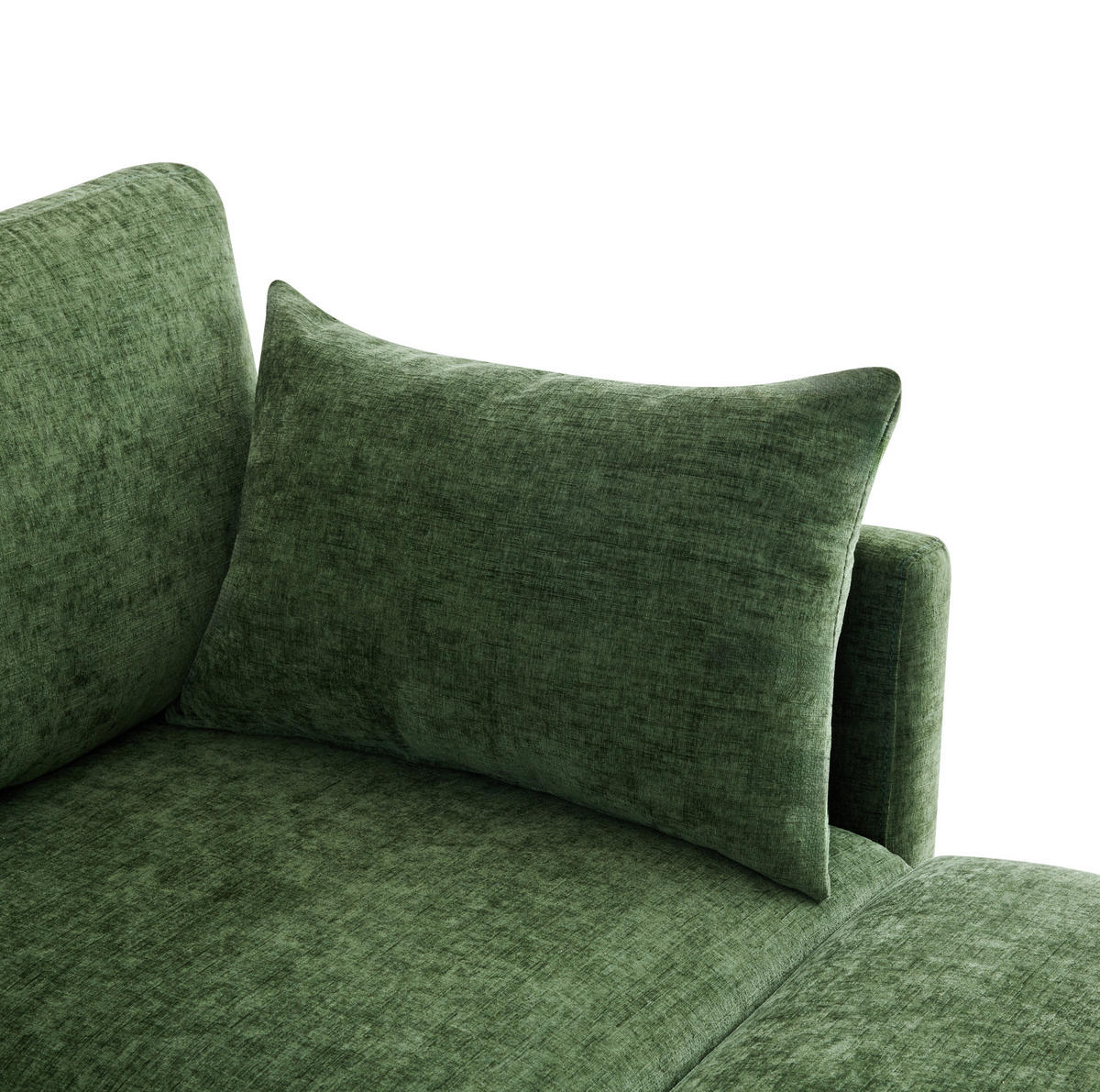 WOHNLANDSCHAFT aus Chenille 278x161x81 cm in Olivgrün mit 2 Hockern & 6 Kissen - Grün, Textil (161/81/278cm) - Modfu