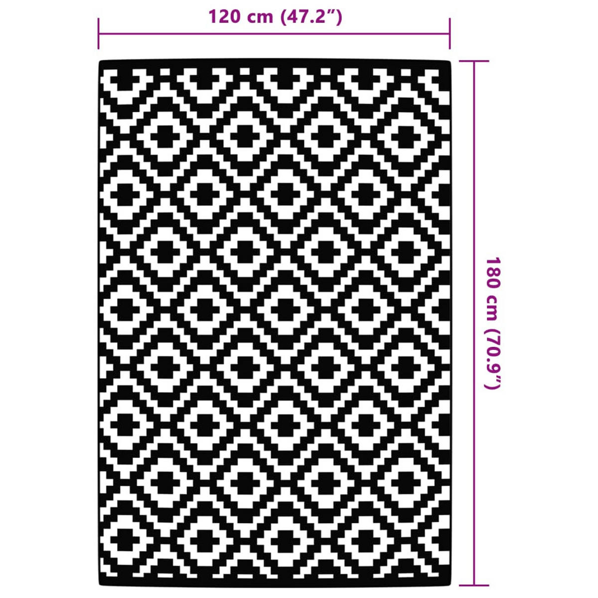 OUTDOOR-TEPPICH Arakil Grau 120/180 Cm PP - Grau, Kunststoff (180/120cm) - vidaXL