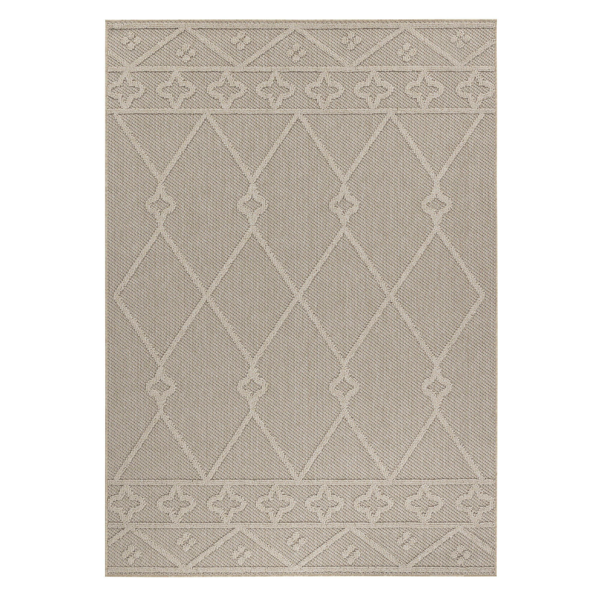 TEPPICH Outdoor Flachgewebe Berber-Muster Polypropylen Terrasse Beige Rechteckig 160x230 - Beige, Textil (160/230cm) - KADIMA DESIGN