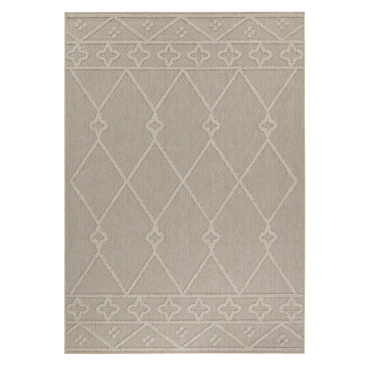 TEPPICH Outdoor Flachgewebe Berber-Muster Polypropylen Terrasse Beige Rechteckig 160x230 - Beige, Textil (160/230cm) - KADIMA DESIGN