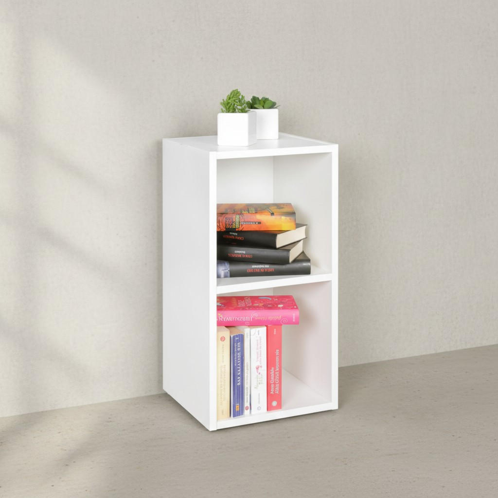 REGAL Melamin 2 Fächer Kompakt CERVINO, Weiß 30x30x60 cm - Weiß, Holz (30/60/30cm) - KADIMA DESIGN