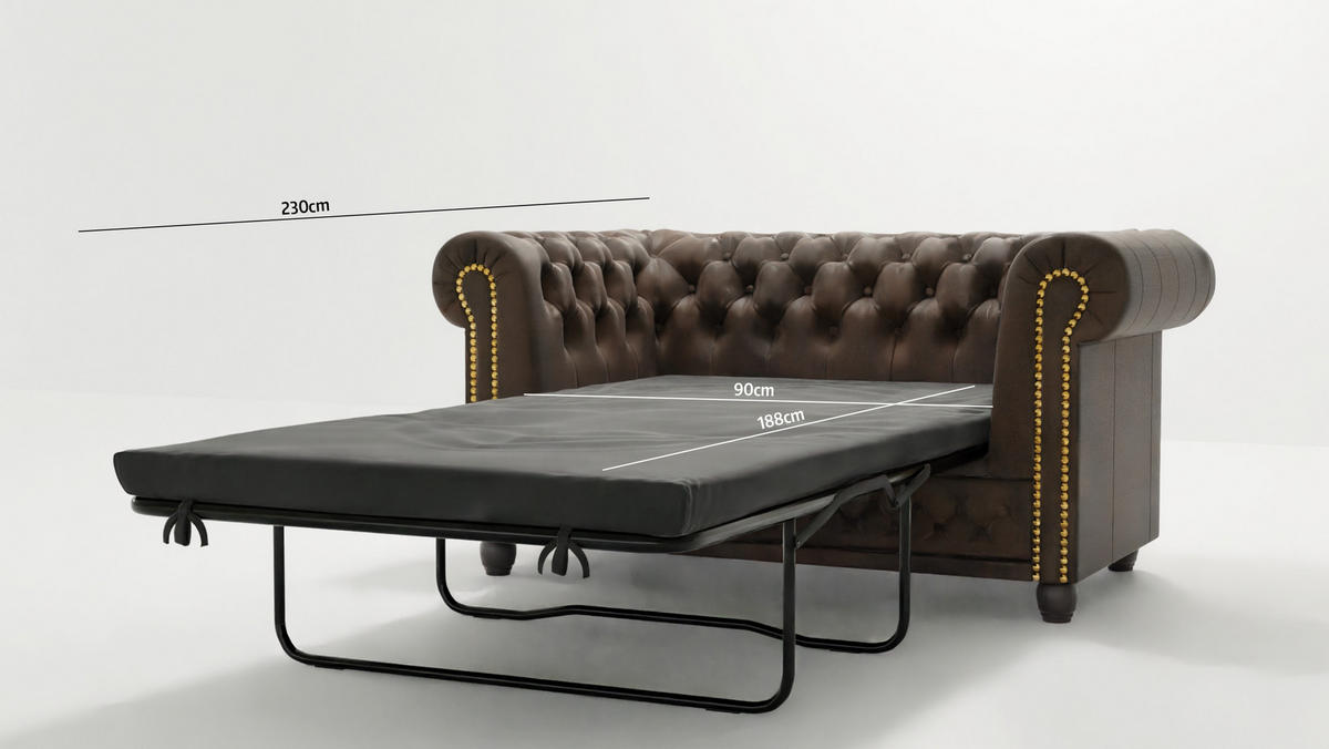 CHESTERFIELD-SOFA 2-sitzer mit Schlaffunktion Flux Dunkelbraun Microfaser Vintageoptik - Dunkelbraun/Braun, Holz/Textil (148/72/86cm) - S-Style Möbel