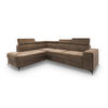 ECKSOFA ALVORO L-S Beige Velours-Stoff mit Schlaffunktion - Beige, Holz (253/190cm) - MASSENO