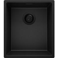 UNTERBAUSPÜLE GRANIT London, 2-er set Alles Schwarz 41/47 cm 1 Becken + Ablauf-Set ab 45er Unterschrank - Schwarz, Kunststoff (41/20/47cm) - Primagran