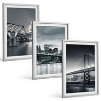 BILDER SET 3er Set - 40x60 cm Silberner Rahmen - Brücken, Stadtarchitektur, Grau - Silberfarben, Kunststoff (40/60cm) - TULUP