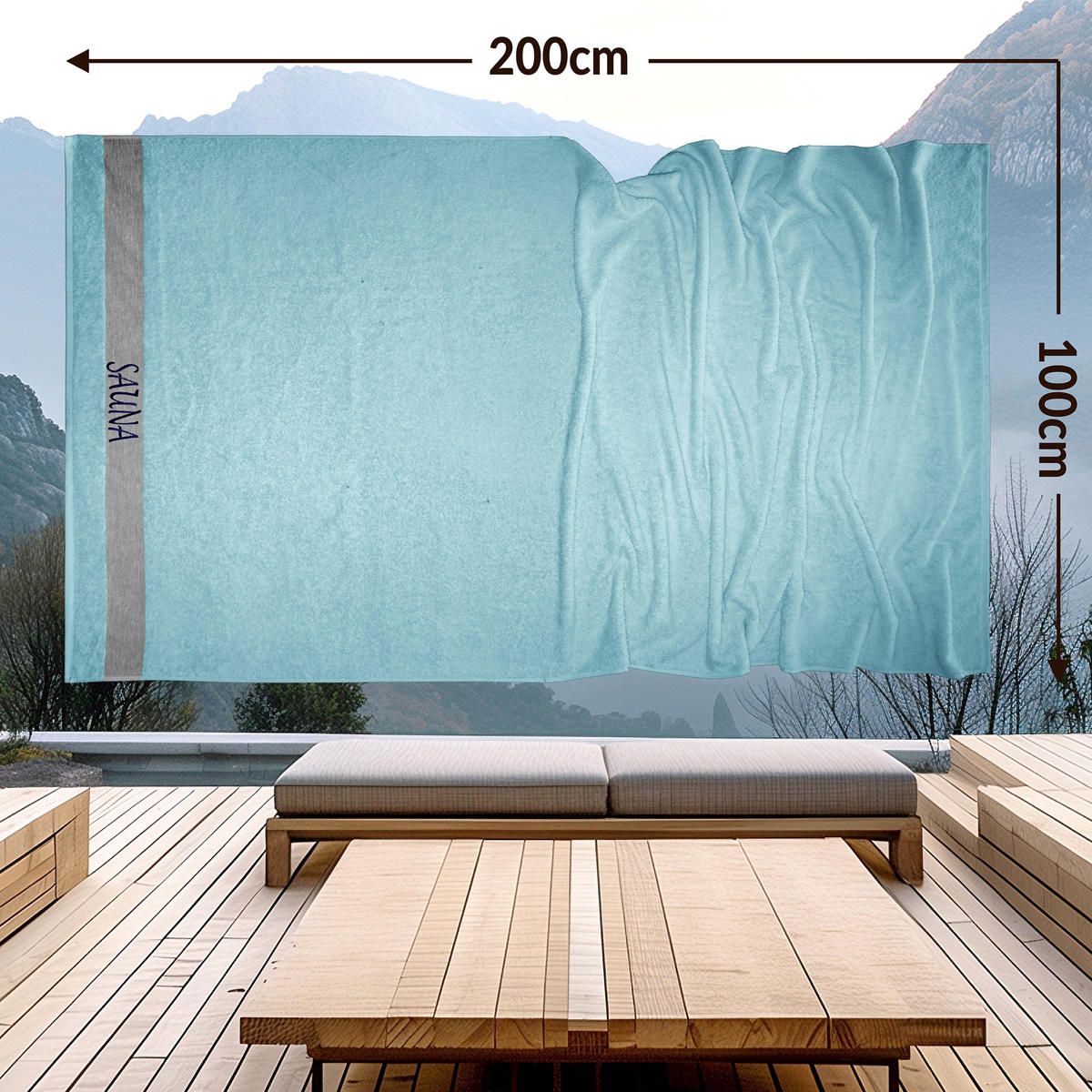 SAUNAHANDTUCH Lima Pastellblau 100x200 cm - Pastellblau, Naturmaterialien (100/200cm) - Lashuma