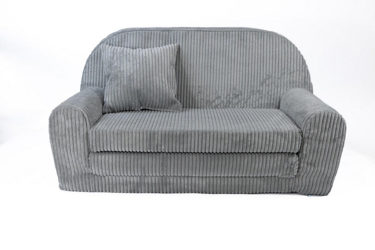 KINDERSOFA MINI aus Kuschel-Cord in Hellgrau - Hellgrau, Textil (78/45/40cm) - Fortisline