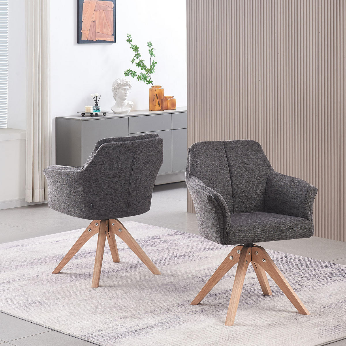 ARMLEHNSTUHL DAISY Anthrazit - Anthrazit, Holz/Textil (63/85/64cm) - B&D Home