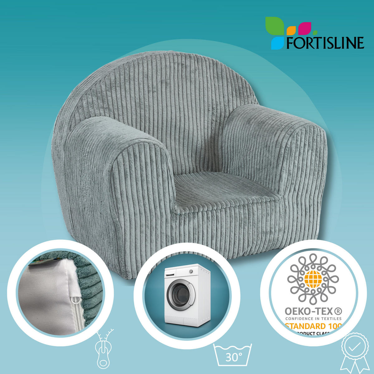 KINDERSESSEL MINI aus Kuschel-Cord in Altrosa - Altrosa, Textil (40/39/33cm) - Fortisline