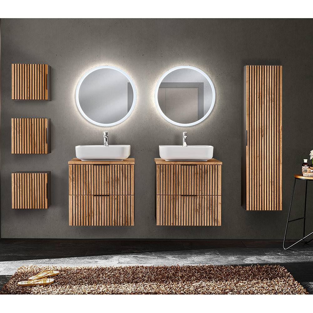 BADMÖBEL-SET 8-TLG. Xanten-56 - Braun, Holzwerkstoff (240/200/47cm) - Lomado